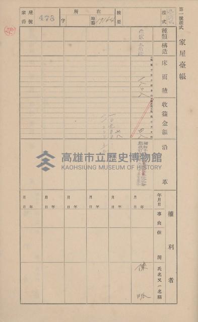 鳳山郡大寮庄山子頂家屋臺帳（三冊之內第三號）藏品圖，第78張