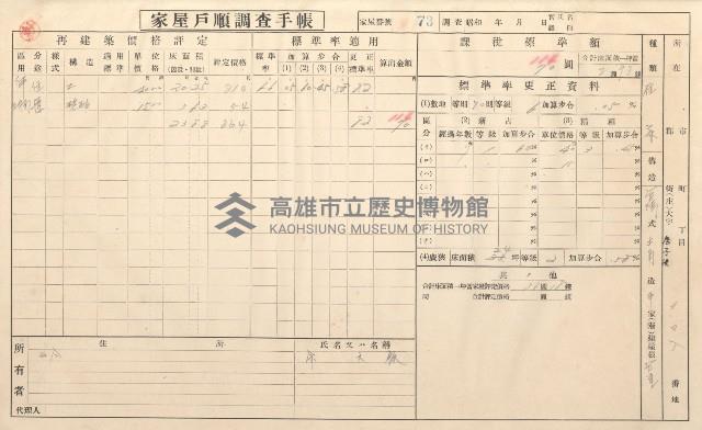 小港庄空地子、店子後家屋戶順調查手帳
（一冊之內一）藏品圖，第78張