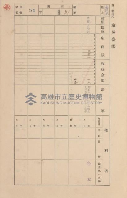 鳳山郡小港庄空地子家屋臺帳（一冊之內第一號）藏品圖，第62張