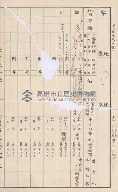 臺灣拓殖株式會社甲仙社有地臺帳（二之二）藏品圖，第62張