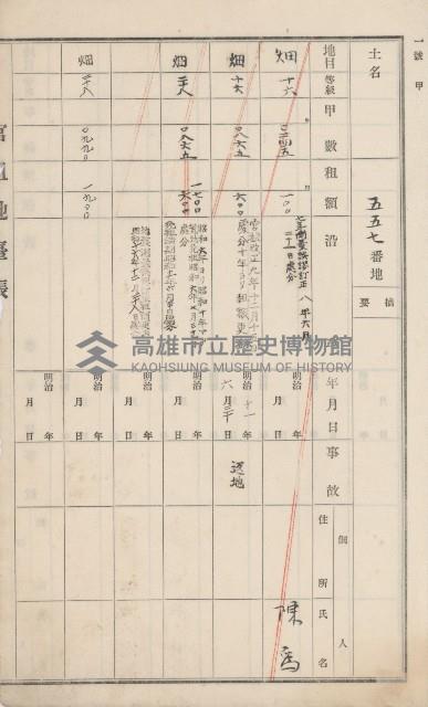 田寮庄官租地臺帳（全一冊）藏品圖，第61張
