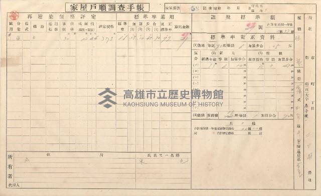 小港庄空地子、店子後家屋戶順調查手帳
（一冊之內一）藏品圖，第62張