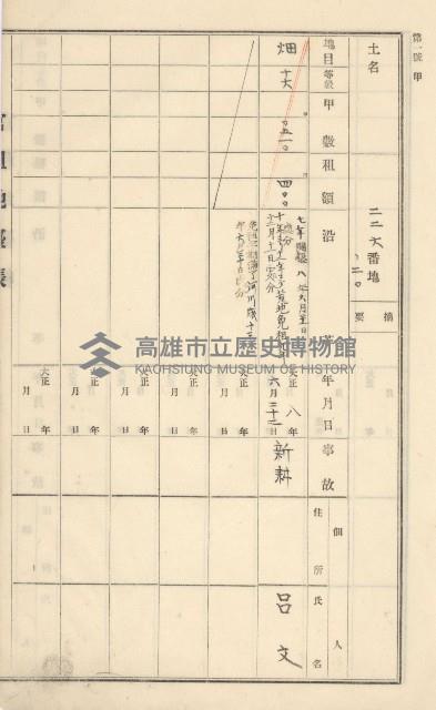 旗山街官租地臺帳（二冊之內第一號）藏品圖，第62張