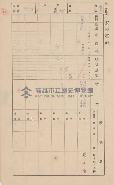 鳳山郡大樹庄溪埔家屋臺帳（二冊之內第二號）藏品圖，第62張