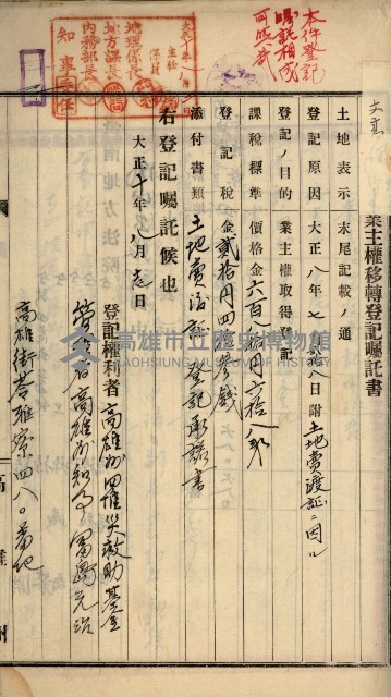 州財產－罹災救助基金所屬地ニ関スル登記原議書
（罹災救助－二十之五）藏品圖，第223張