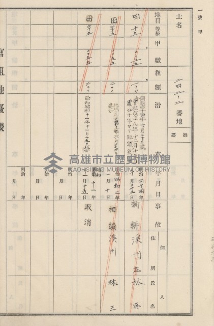 旗山街官租地臺帳（二冊之內第二號）藏品圖，第122張