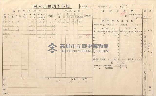 小港庄空地子、店子後家屋戶順調查手帳
（一冊之內一）藏品圖，第122張