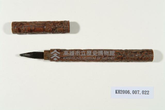 乾漆人物浮雕木刻毛筆藏品圖，第1張