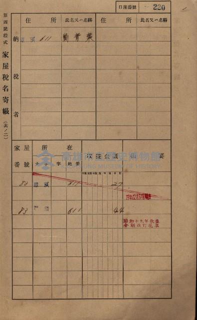 高雄州鳳山郡林園庄潭頭家屋稅名寄帳
（二冊之內第二號）藏品圖，第22張