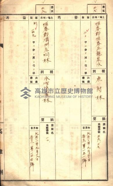 官有特種林野臺帳（高雄州）藏品圖，第22張