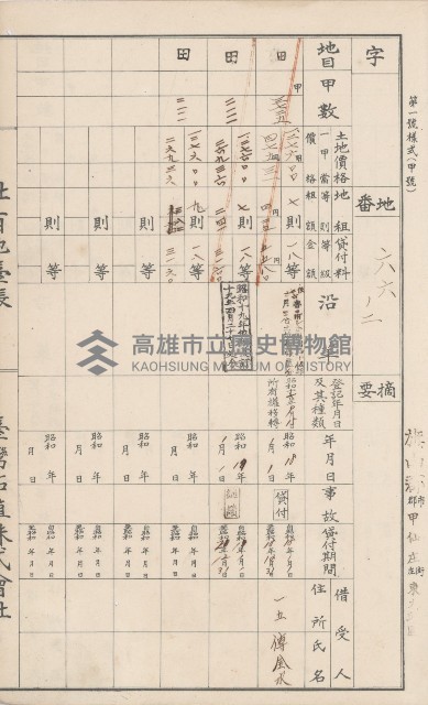 臺灣拓殖株式會社甲仙社有地臺帳（二之二）藏品圖，第22張