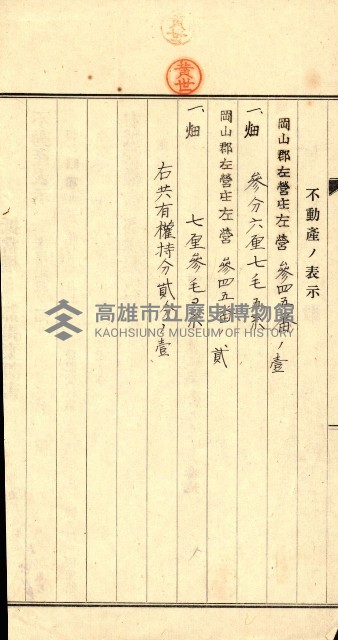 登記關係雜件綴－抵當權拋棄証書並其他
（買收關係－卅八之八）藏品圖，第22張