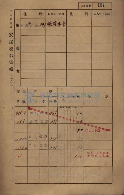 高雄州鳳山郡大寮庄赤崁家屋稅名寄帳
（三冊之內第一號）藏品圖，第202張
