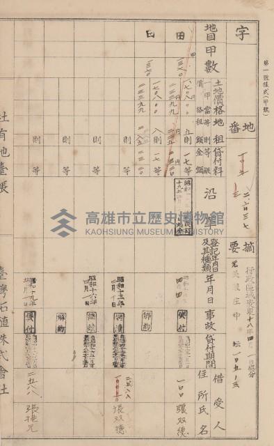 臺灣拓殖株式會社美濃社有地臺帳（二之一）藏品圖，第102張