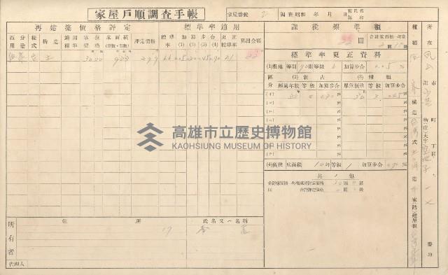 小港庄空地子、店子後家屋戶順調查手帳
（一冊之內一）藏品圖，第102張