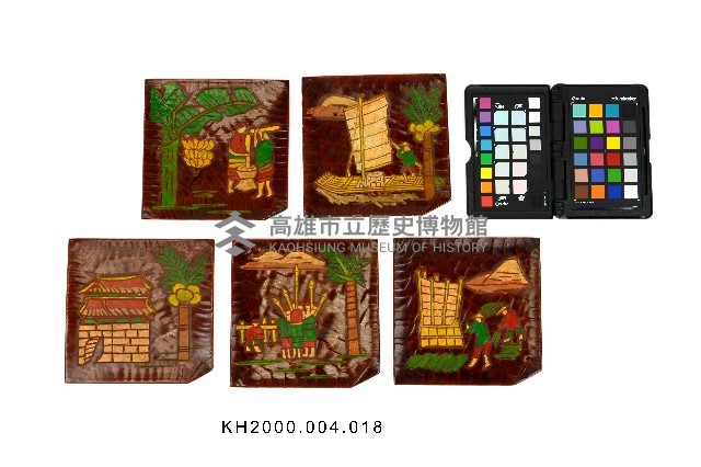 木雕彩繪台灣風物紋小盤藏品圖，第1張