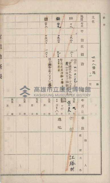 杉林庄官租地臺帳（二冊之內第一號）藏品圖，第212張