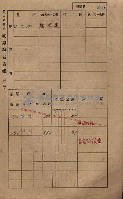 高雄州鳳山郡林園庄潭頭家屋稅名寄帳
（二冊之內第二號）藏品圖，第112張