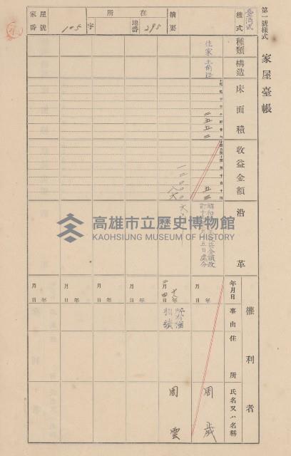 鳳山郡大樹庄九曲堂家屋臺帳（二冊之內第一號）藏品圖，第112張