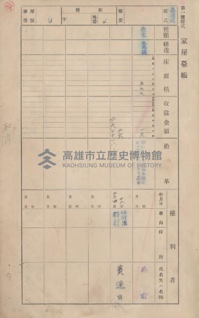 鳳山郡鳥松庄田草埔家屋臺帳
（二冊之內第一號）藏品圖，第12張