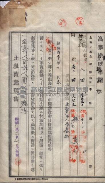州買收地調書－登記濟証綴
（左營、埤子頭、前峰尾、內惟）藏品圖，第252張
