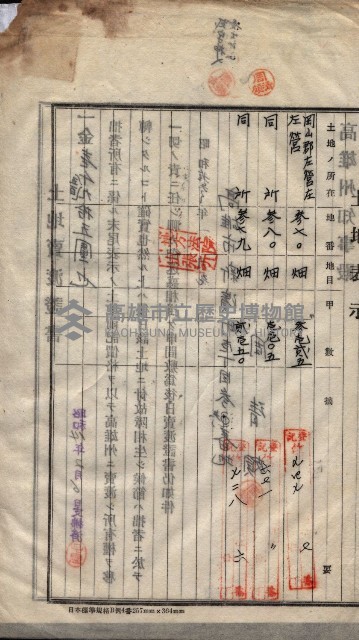 州買收地調書－登記濟証綴
（左營、埤子頭、前峰尾、內惟）藏品圖，第452張