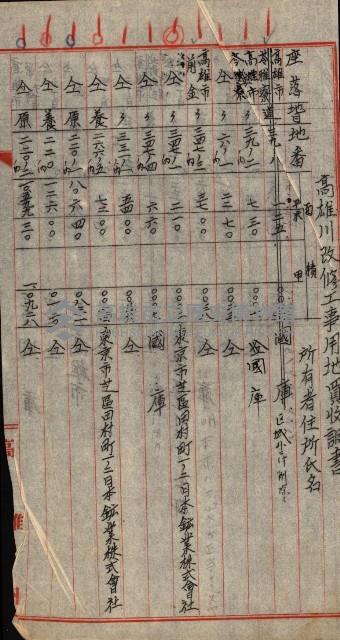 高雄川第四號運河開鑿工事用地買收徵印狀況調藏品圖，第152張