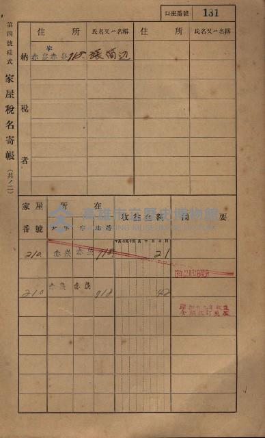 高雄州鳳山郡大寮庄赤崁家屋稅名寄帳
（三冊之內第一號）藏品圖，第152張
