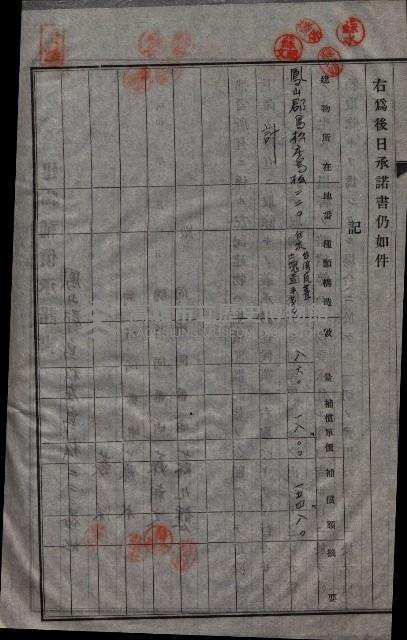 高雄工業用水道用地建物移轉承諾書
（買收關係－卅八之十五）藏品圖，第152張