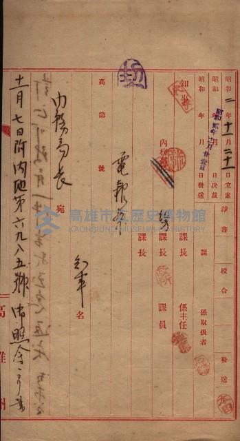 州財產－無償讓與受書 魚港用地關係
（其之他－十三之三）藏品圖，第52張
