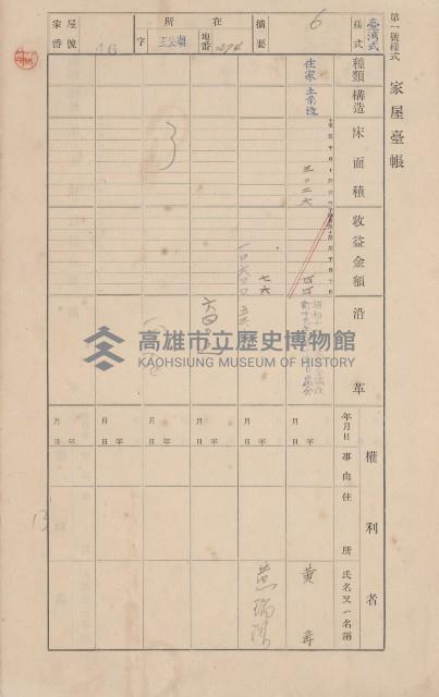 鳳山郡林園庄王公廟家屋臺帳（三冊之內第一號）藏品圖，第52張