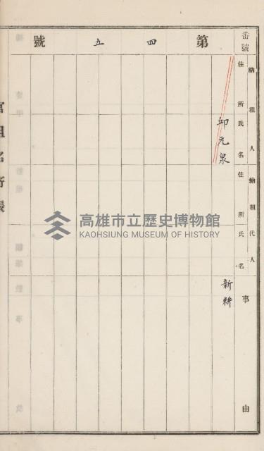 旗山街官租名寄帳（二之一）藏品圖，第53張