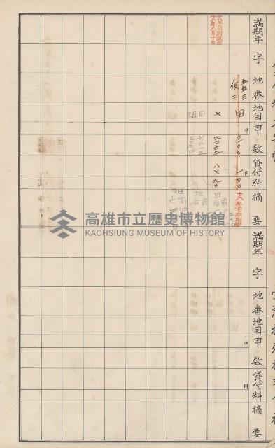 臺灣拓殖株式會社田寮貸付料名寄帳藏品圖，第52張