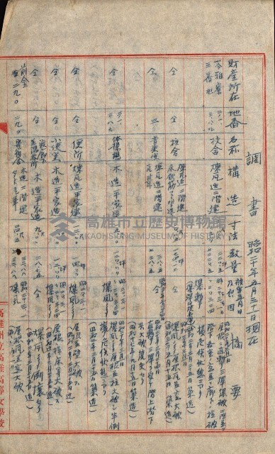 州費國庫所屬建物戰時災害被害關係書類綴
（地理系）藏品圖，第52張