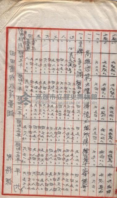 州所屬地貸下料算出基礎調
（其之他－十三之一）藏品圖，第52張