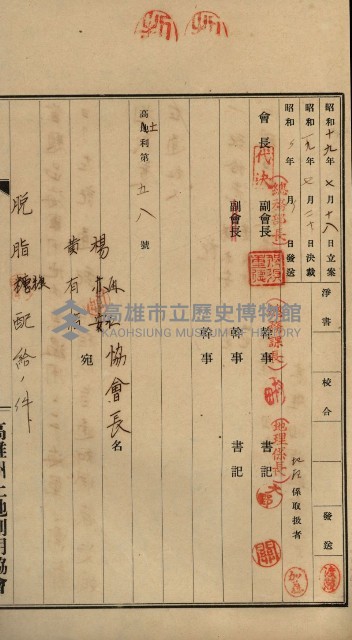 高雄州土地利用協會書類綴
（海軍用地使用許可關係）藏品圖，第245張
