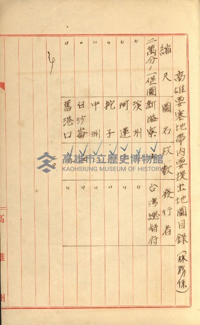 祕密地圖ニ關スル書類（高雄州）藏品圖，第548張