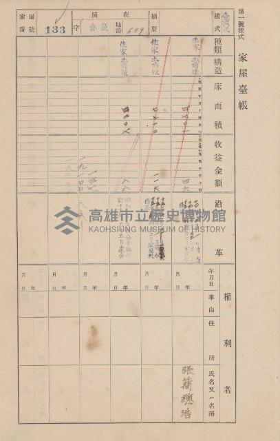 鳳山郡大寮庄赤崁家屋臺帳（四冊之內第一號）藏品圖，第142張