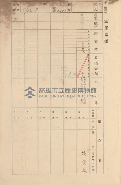鳳山郡大寮庄拷潭家屋臺帳（一冊之內第一號）藏品圖，第142張