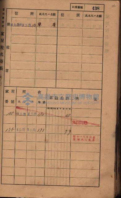高雄州鳳山郡林園庄王公廟家屋稅名寄帳
（三冊之內第三號）藏品圖，第42張