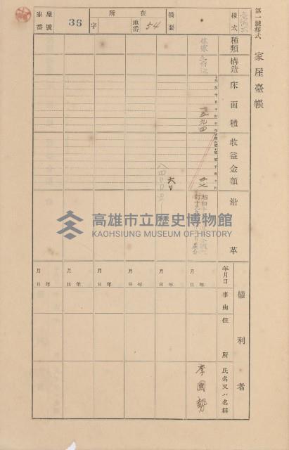 鳳山郡小港庄空地子家屋臺帳（一冊之內第一號）藏品圖，第42張