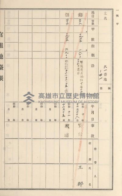 旗山街官租地臺帳（二冊之內第二號）藏品圖，第42張
