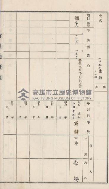 田寮庄官租地臺帳（全一冊）藏品圖，第41張