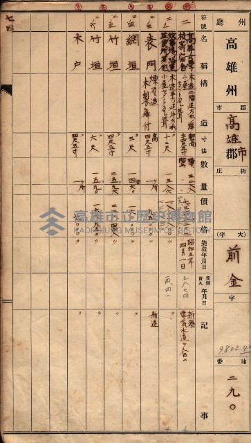 建物臺帳（高雄市－州有官舍）藏品圖，第42張
