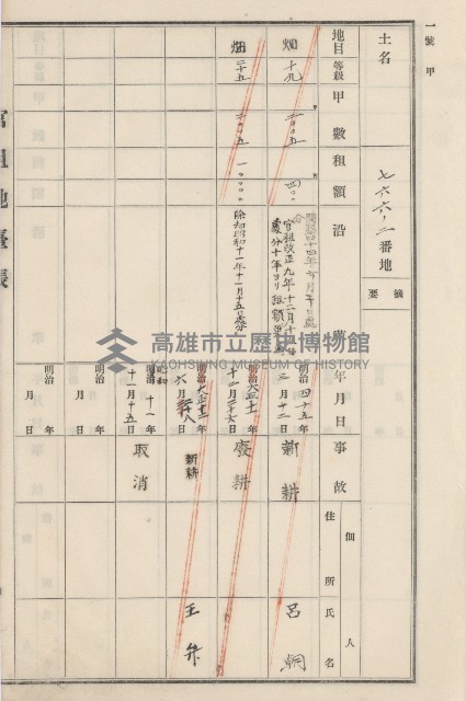 旗山街官租地臺帳（二冊之內第二號）藏品圖，第192張