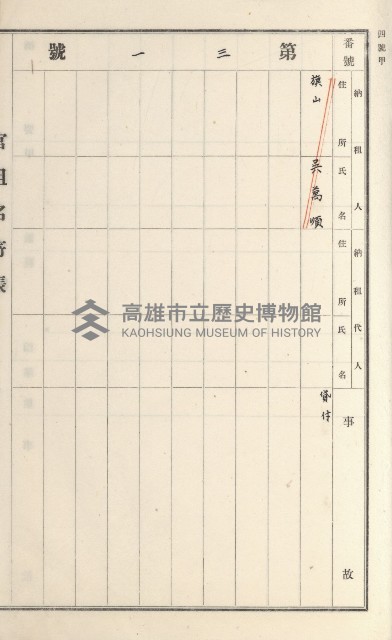 旗山街官租名寄帳（二之一）藏品圖，第193張