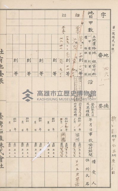 臺灣拓殖株式會社甲仙社有地臺帳（二之二）藏品圖，第92張