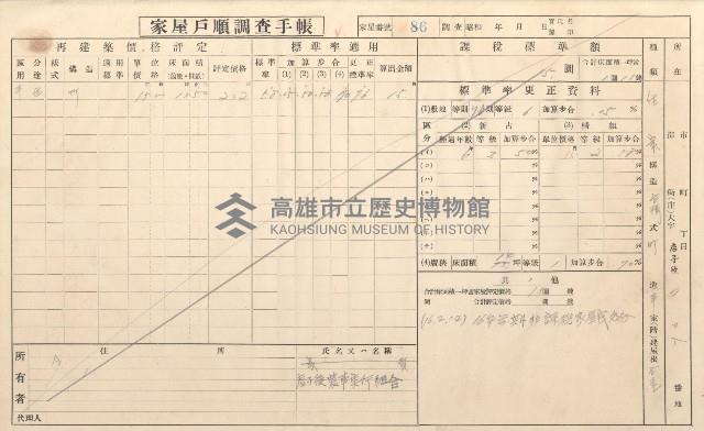 小港庄空地子、店子後家屋戶順調查手帳
（一冊之內一）藏品圖，第92張
