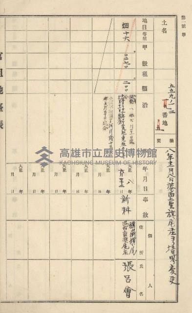 旗山街官租地臺帳（二冊之內第一號）藏品圖，第92張