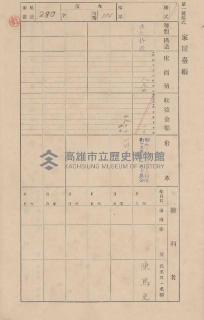 鳳山郡大寮庄翁公園家屋臺帳（三冊之內第二號）藏品圖，第82張